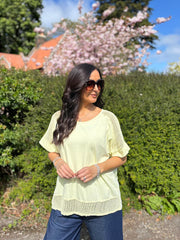 Lemon Mesh Trim Short Sleeve Top Riley
