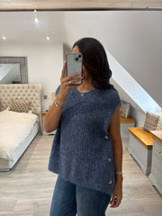 Denim Button Knit Tank Jordana