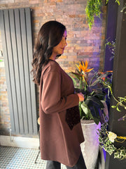 Chocolate Ruch Sequin Detail Top Avril