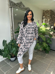 Black Watercolour Asymmetric Top Elsie