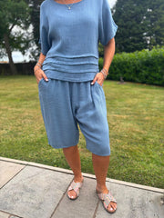 Denim Textured Stripe Detail Co-Ord Tamara
