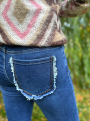 Denim Fringed Pocket Jeans