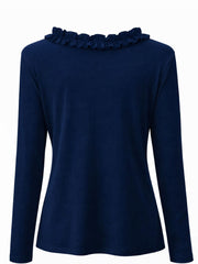 Navy Ruffle Detail Top Jeanelle