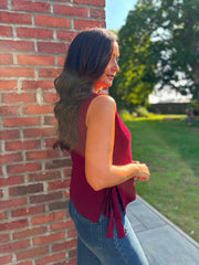 Wine Tie Detail Knitted Tank Lola