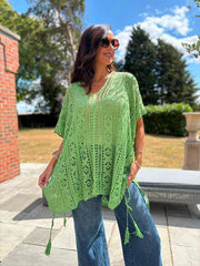 Lime Open Knit Cover Up Elsie