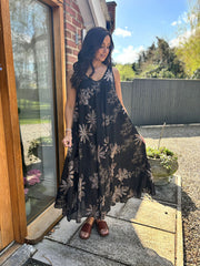 Black Gold Embroidered Sleeveless Dress Laney