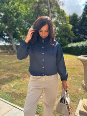 Navy High Neck Jacket Mila