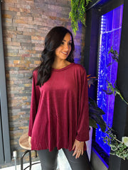 Wine Embellished Velour Top Zeta