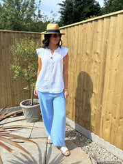 Blue Wide Leg Trousers Margot