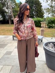 Stone Animal Linen Blend Floral Bomber Jacket