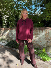 Wine Chenille Silver Fleck Hoodie Lisa