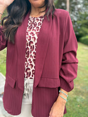 Wine Pinstripe Take You Anywhere Jacket