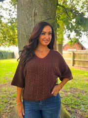 Chocolate Soft Chevron Knit Ensley