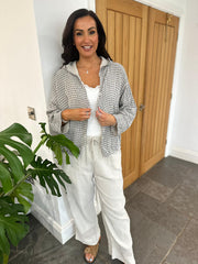 Stone Bubble Cotton Checked Jacket Niamh
