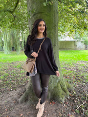 Black Ditsy Leopard Knit Top Danielle