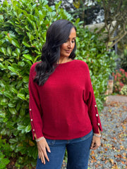 Wine Sleeve Detail Knit Top Julia