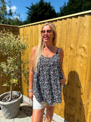 Black Ditsy Floral Vest Top Lyra