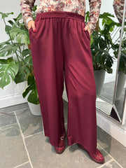 Wine Side Stripe Pull on Trousers Jenna