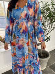 Blue Watercolour Floral Maxi Dress Bea