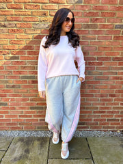 Grey Stripe Barrel Leg Joggers