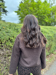 Chocolate Boucle Zip Jacket Estella