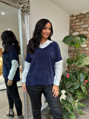 Navy Shimmer Layered Top Ellis