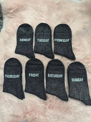 Black Days of the Week Glitter Socks