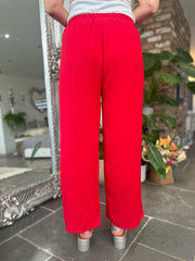 Red Wide Leg Pocket Trousers Claudia
