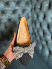 Black Diamante Bow Flats