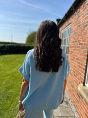 Blue Bubble Cotton Trouser Set Jasmine