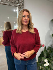 Wine Back Detail Knit Top Billie