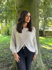 Stone Knitted Wrap Jumper Nell
