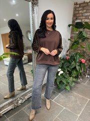 Chocolate Sequin Sleeve Sweatshirt Rylee