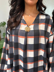 Charcoal Checked Blouse Nova