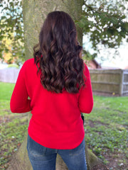 Red Embellished Soft Knit Francine