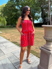 Red Bubble Cotton Paisley Playsuit