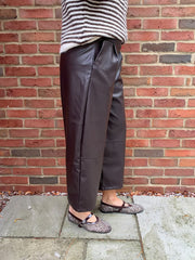 Chocolate Faux Leather Cropped Trousers