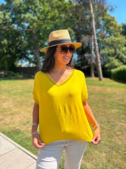 Yellow Lattice Trim Top Riley