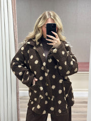Chocolate Polka Dot Fleece Jacket Kiera