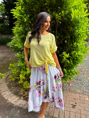 White Asymmetric Floral Frill Skirt Amy