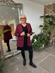 Wine Pinstripe Take You Anywhere Jacket