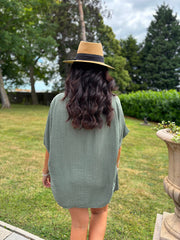 Khaki Embroidered Floral Top Frankie