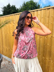 Pink Paisley Halter Neck Top Jessie