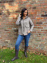 Mocha Drawstring High Neck Jacket Kinsey