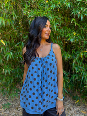 Denim Polka Dot Braid Strap Vest Freya
