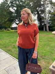 Rust Ribbed Detail Knit Petra