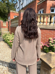 Mocha Long Sleeve Tie Top Corrina