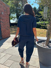 Navy Hooded Zip Jacket Set Willa