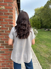 Stone Asymmetric Frill Top Coralie