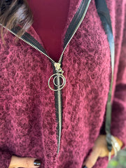 Wine Hooded Coat Stella